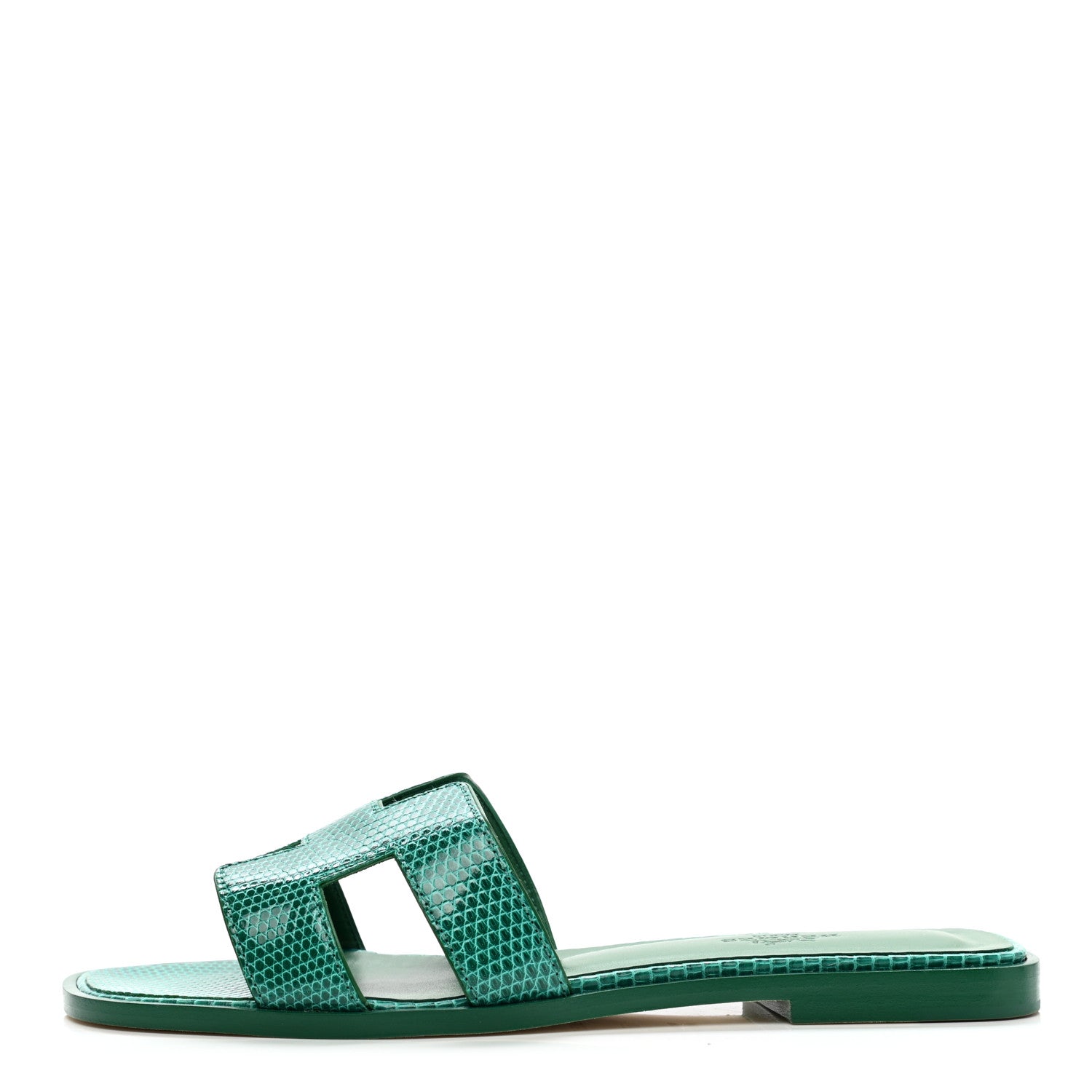 Hermes Lizard Oran Sandals 37 Vert Emeraude 1 of 9