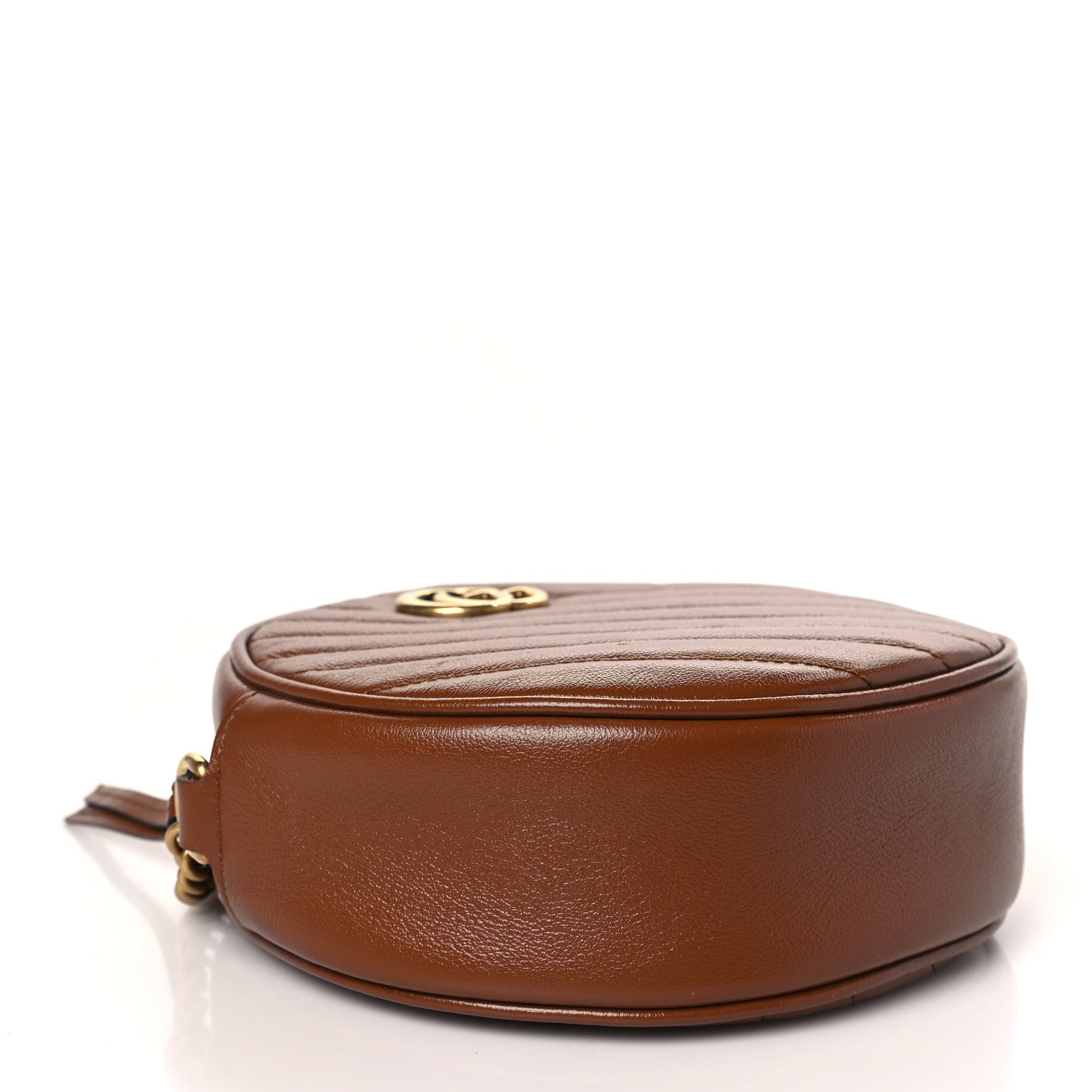 Gucci Azalea Calfskin Matelasse Diagonal Mini GG Marmont Round Shoulder Bag Cuir 3 of 8
