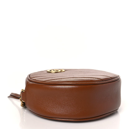 Gucci Azalea Calfskin Matelasse Diagonal Mini GG Marmont Round Shoulder Bag Cuir 3 of 8