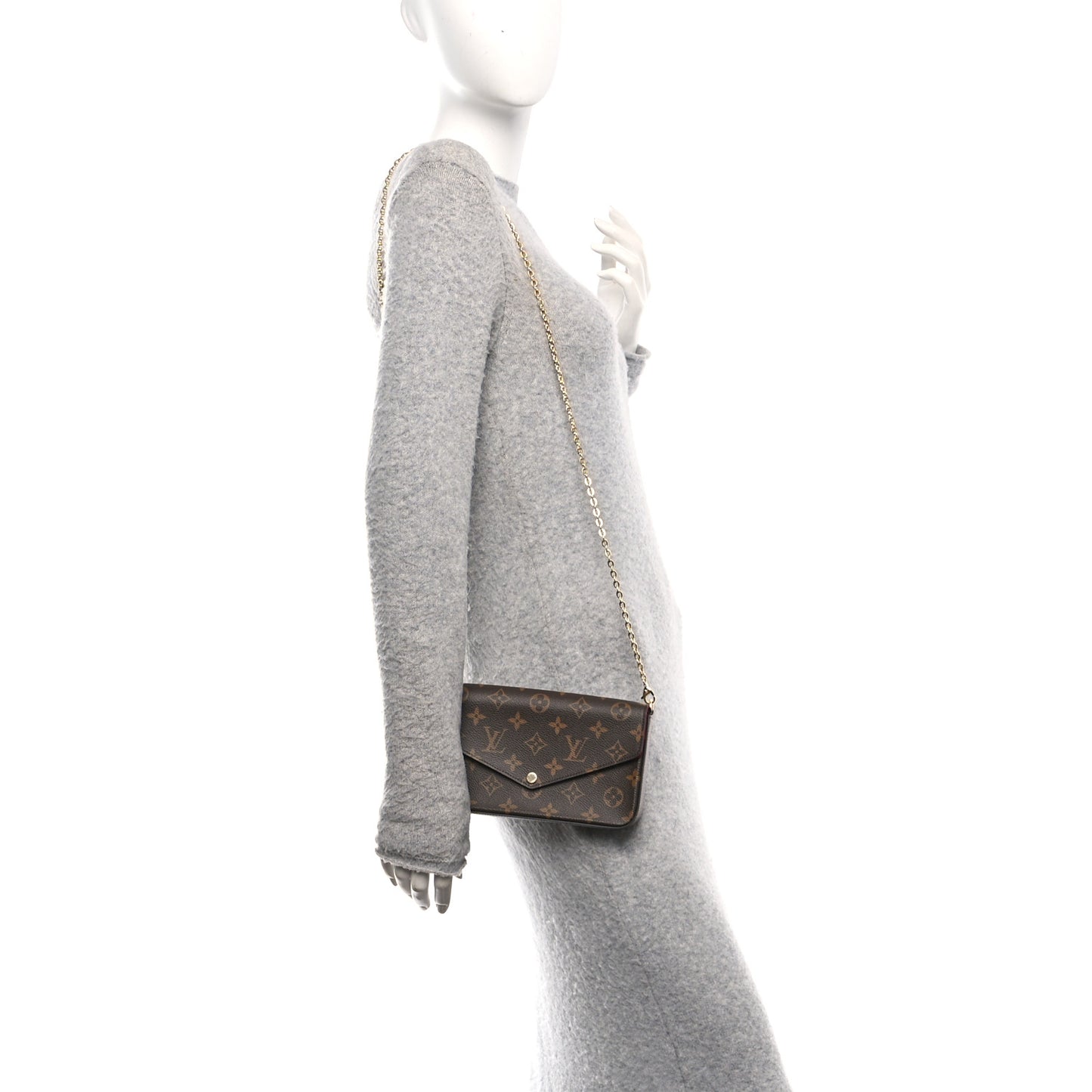 Monogram Pochette Felicie Chain Wallet Fuchsia