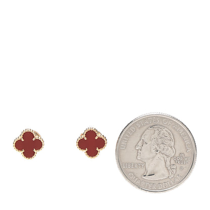 Van Cleef & Arpels 18K Rose Gold Carnelian Sweet Alhambra Earrings 2 of 4
