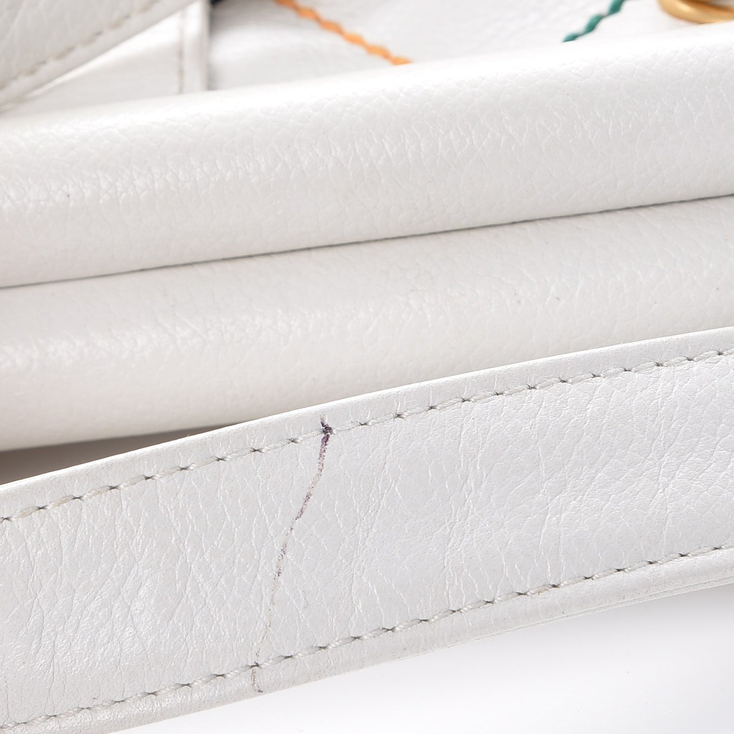 Calfskin Multicolor Stitch Tote White