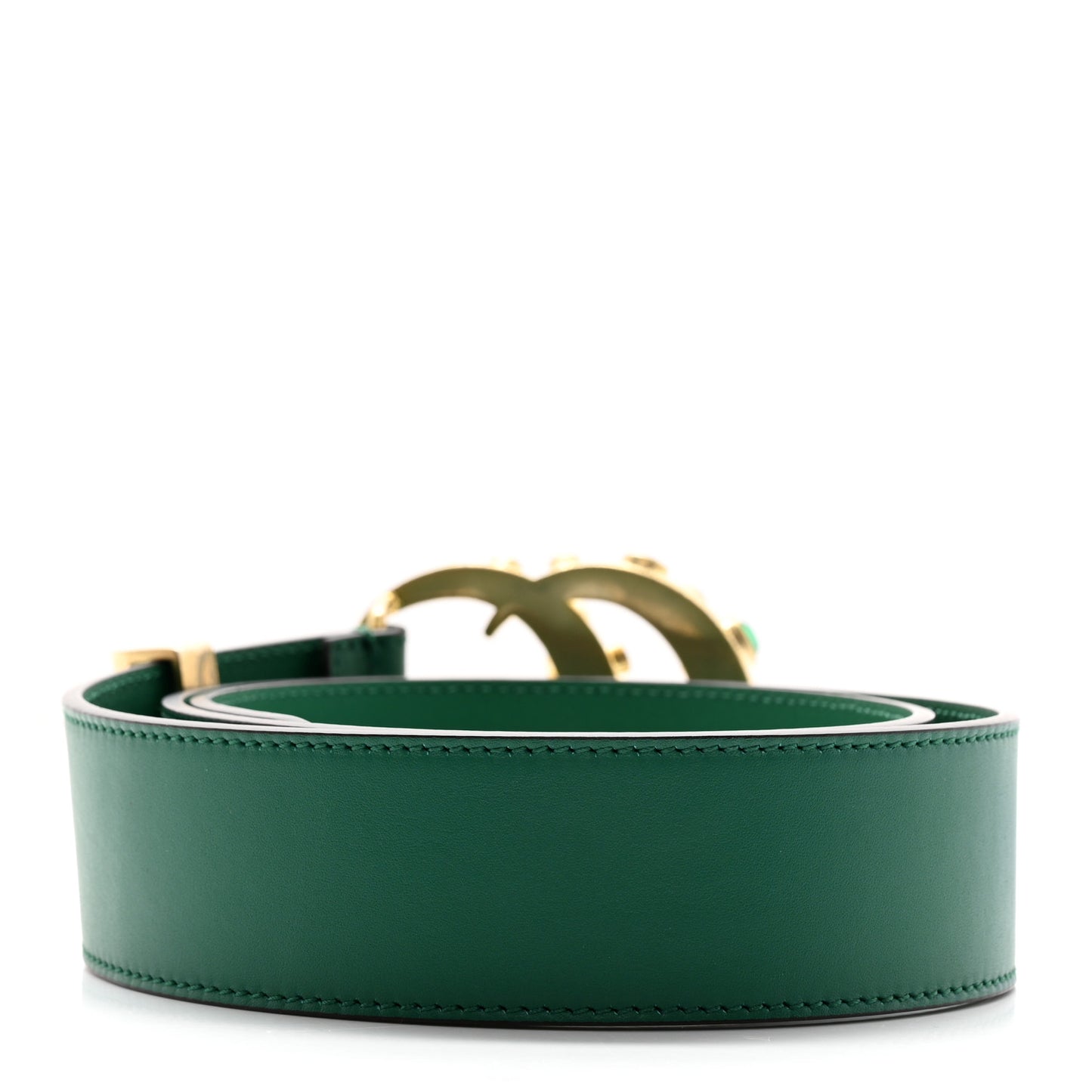 Calfskin Ceramic Glass Double G 40mm Belt 85 34 Emerald Multicolor