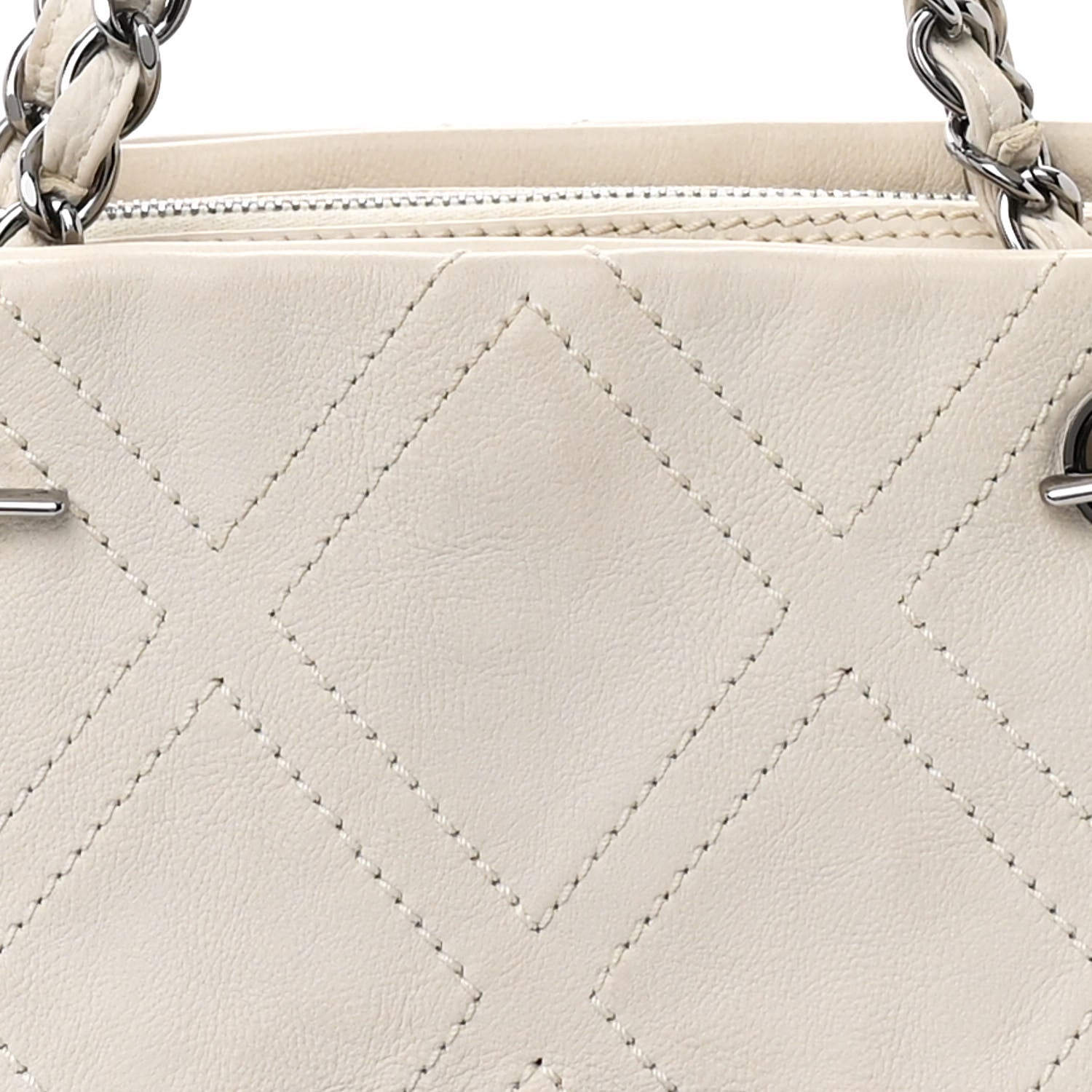 Chanel Calfskin Small Diamond Stitch Tote White 8 of 12