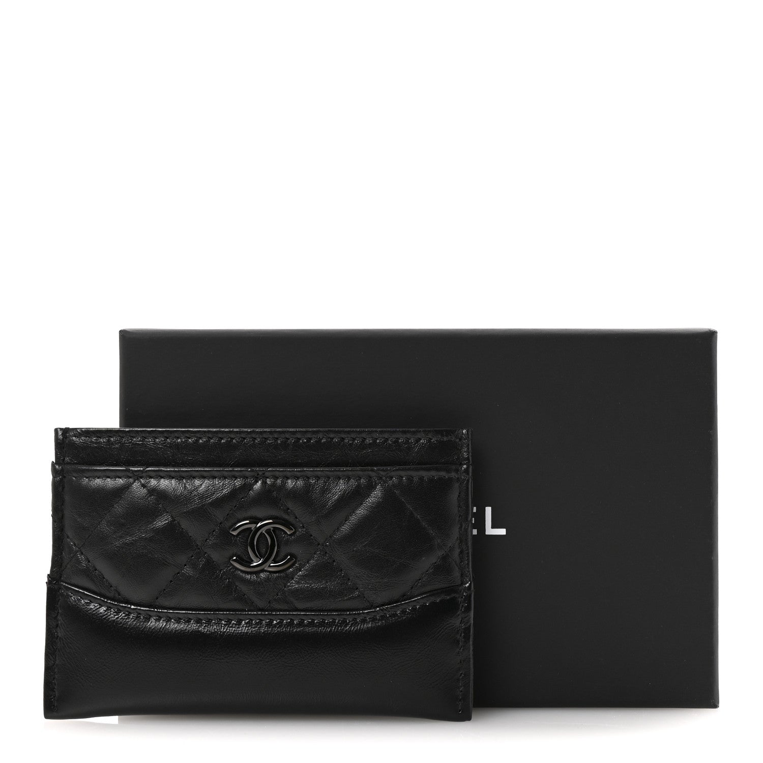 Chanel Aged Calfskin Quilted Gabrielle Card Holder Wallet So Black 8 of 8