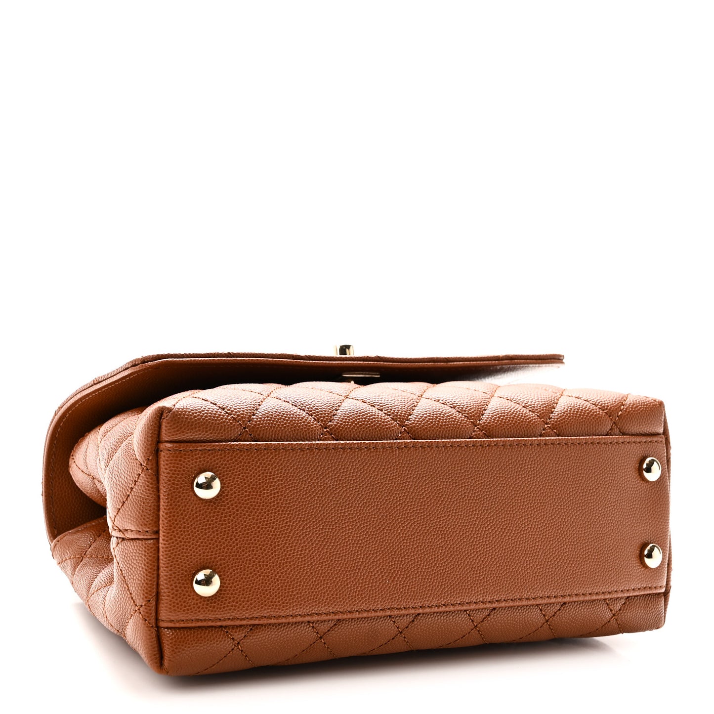 Caviar Quilted Mini Coco Chain Handle Flap Brown