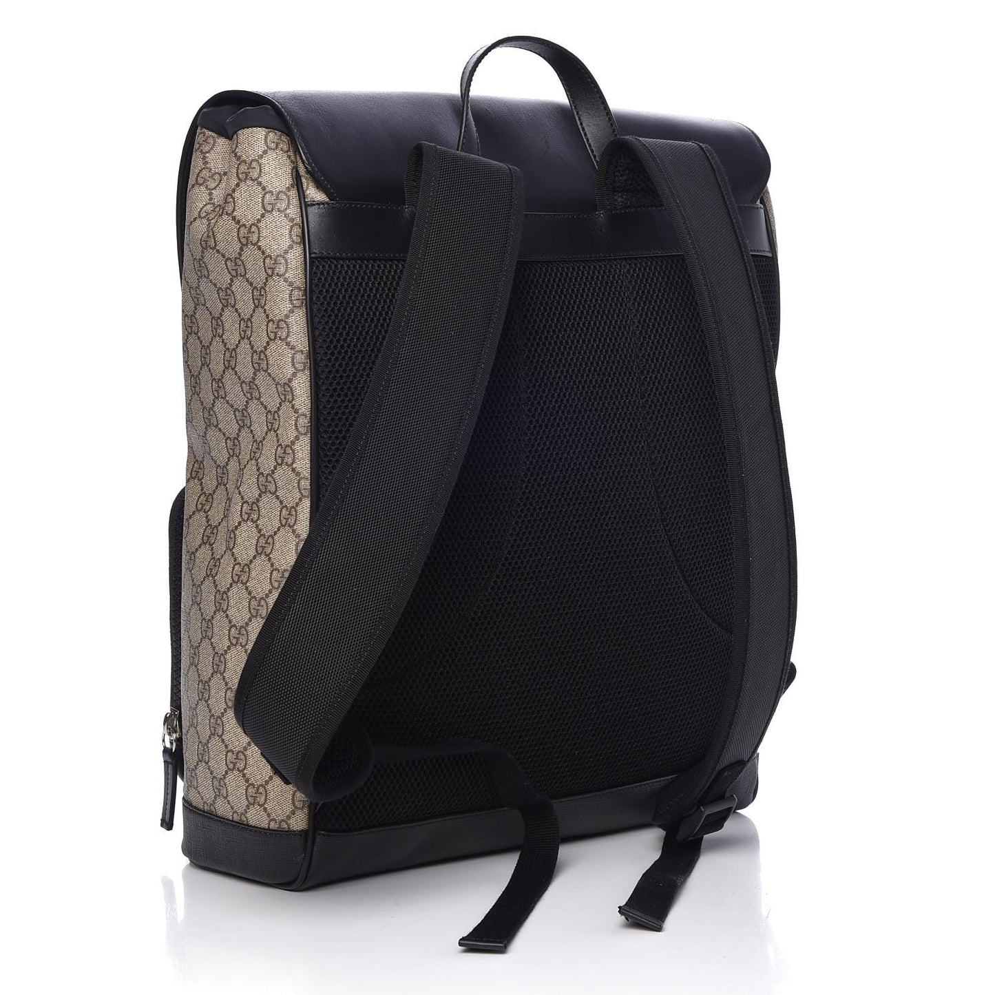 GG Supreme Monogram Single Buckle Backpack Beige Black