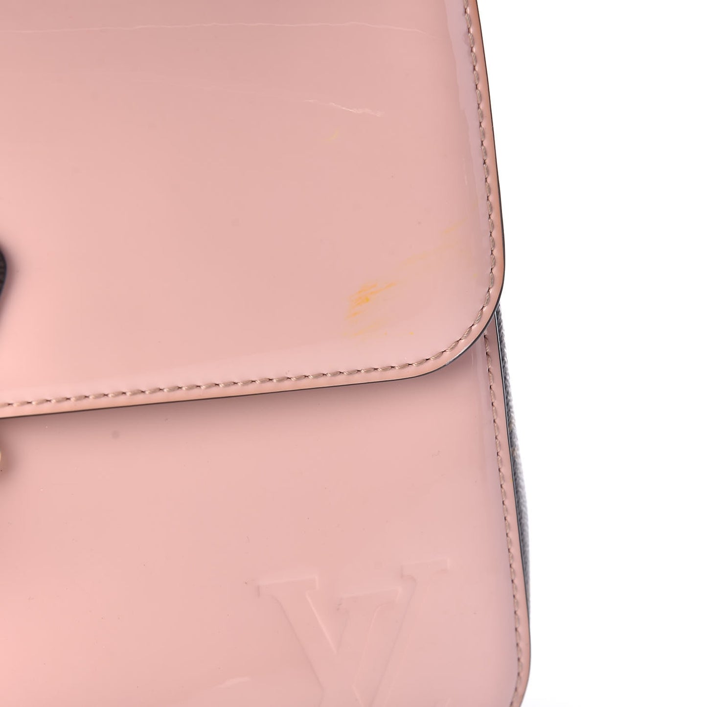 Patent Calfskin Monogram Cherrywood PM Rose Ballerine