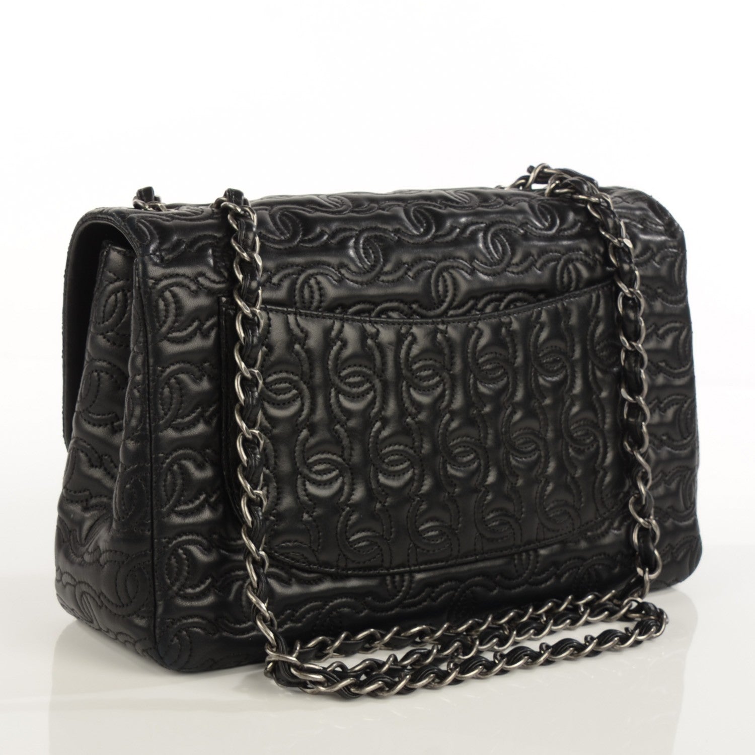Chanel Lambskin Embroidered Jumbo CC Follies Flap Black 3 of 9