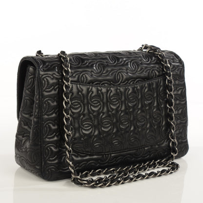 Chanel Lambskin Embroidered Jumbo CC Follies Flap Black 3 of 9