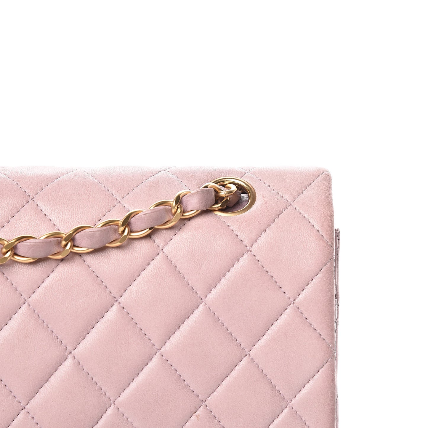 Lambskin Quilted Medium Double Flap Light Pink