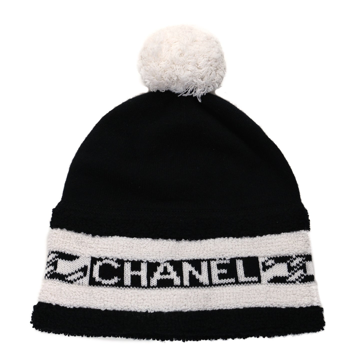 Cashmere CC Beanie Hat Ecru Black