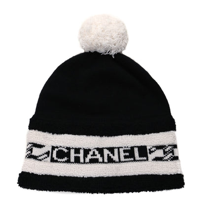 Chanel Cashmere CC Beanie Hat Ecru Black 2 of 5
