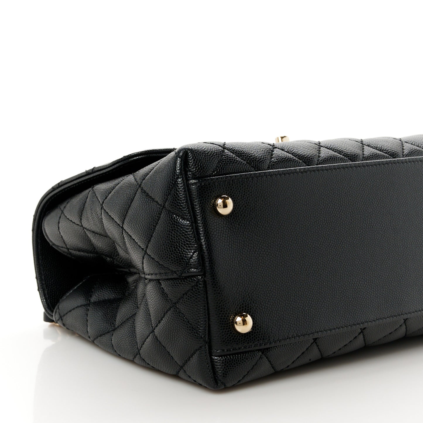 Caviar Lizard Embossed Quilted Small Coco Handle Flap Black