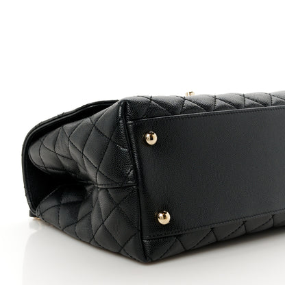 Chanel Caviar Lizard Embossed Quilted Small Coco Handle Flap Black 10 of 12