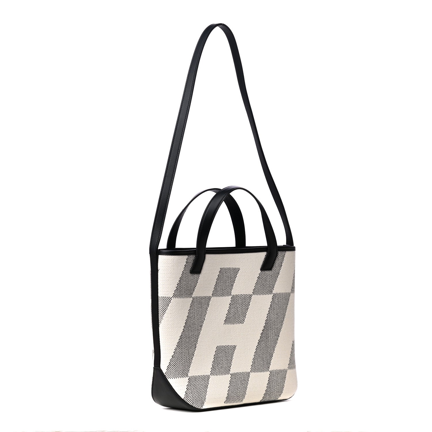 Hermes Swift H Canvas Cabas H En Biais 27 Black Ecru 2 of 4
