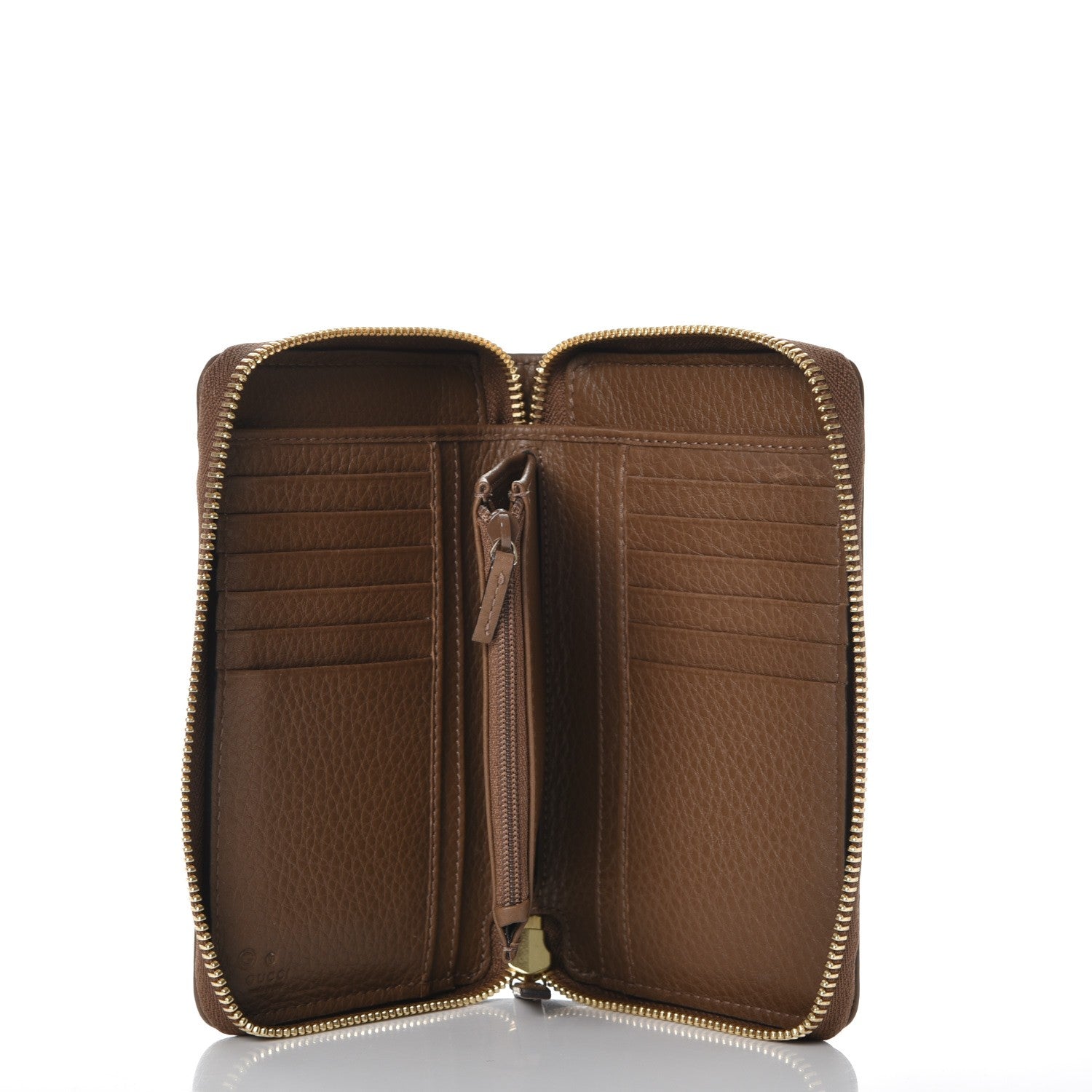 Gucci Pebbled Calfskin Zip Around Wallet Maple Brown 5 of 9