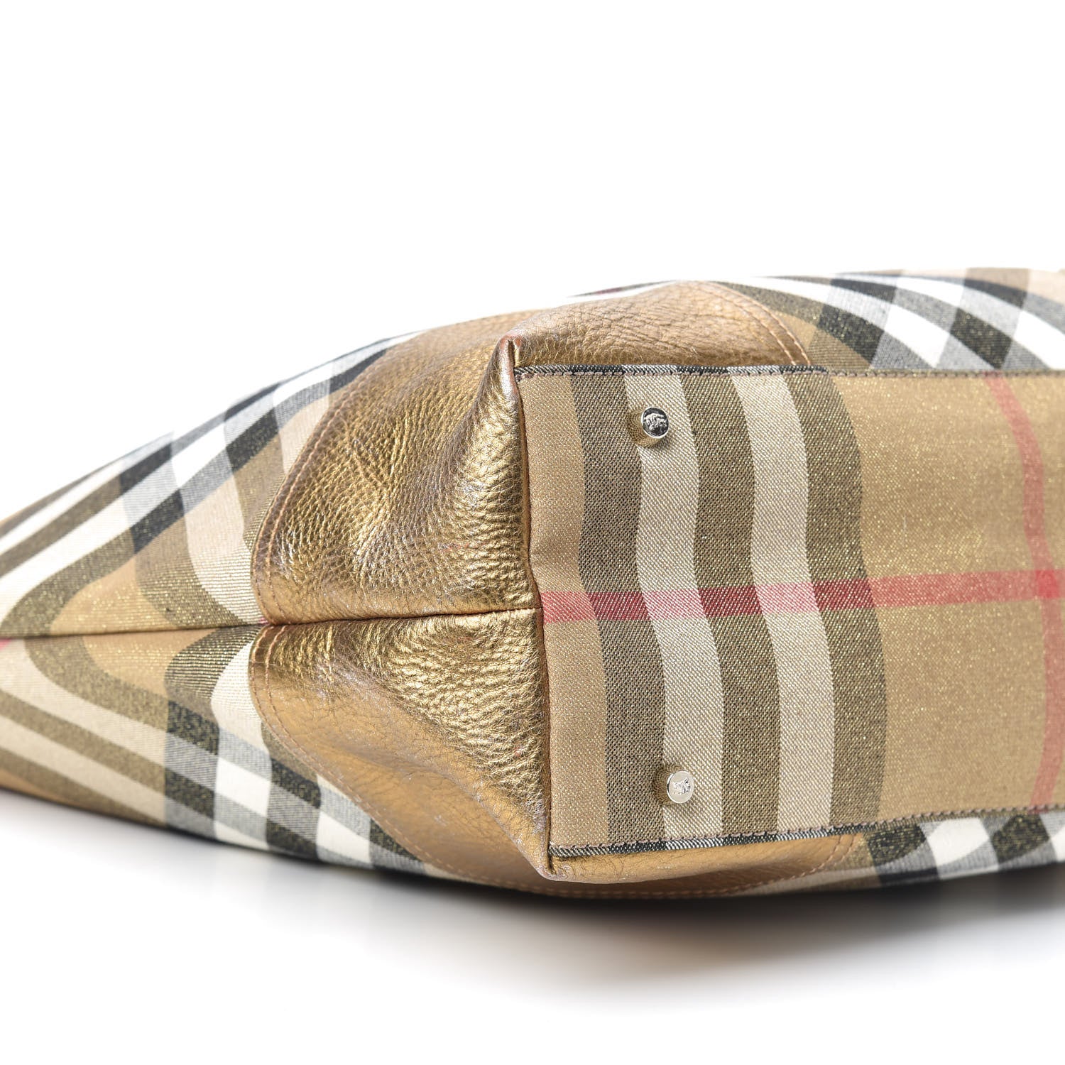 Burberry Shimmer Check Byron Tote Gold 8 of 9