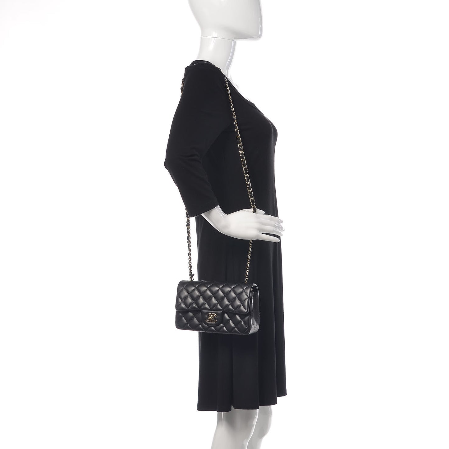 Lambskin Quilted Mini Rectangular Flap Black