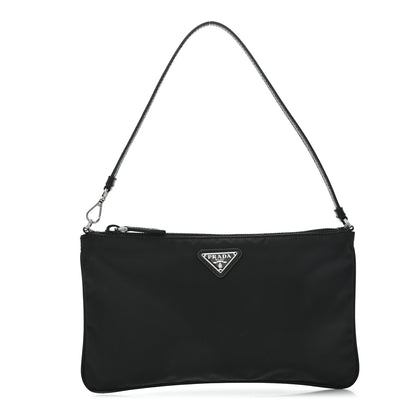 Prada Tessuto Nylon Saffiano Flat Pochette Black 1 of 10