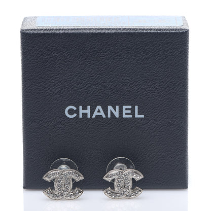 Chanel Crystal Mini Timeless CC Earrings Silver 5 of 5