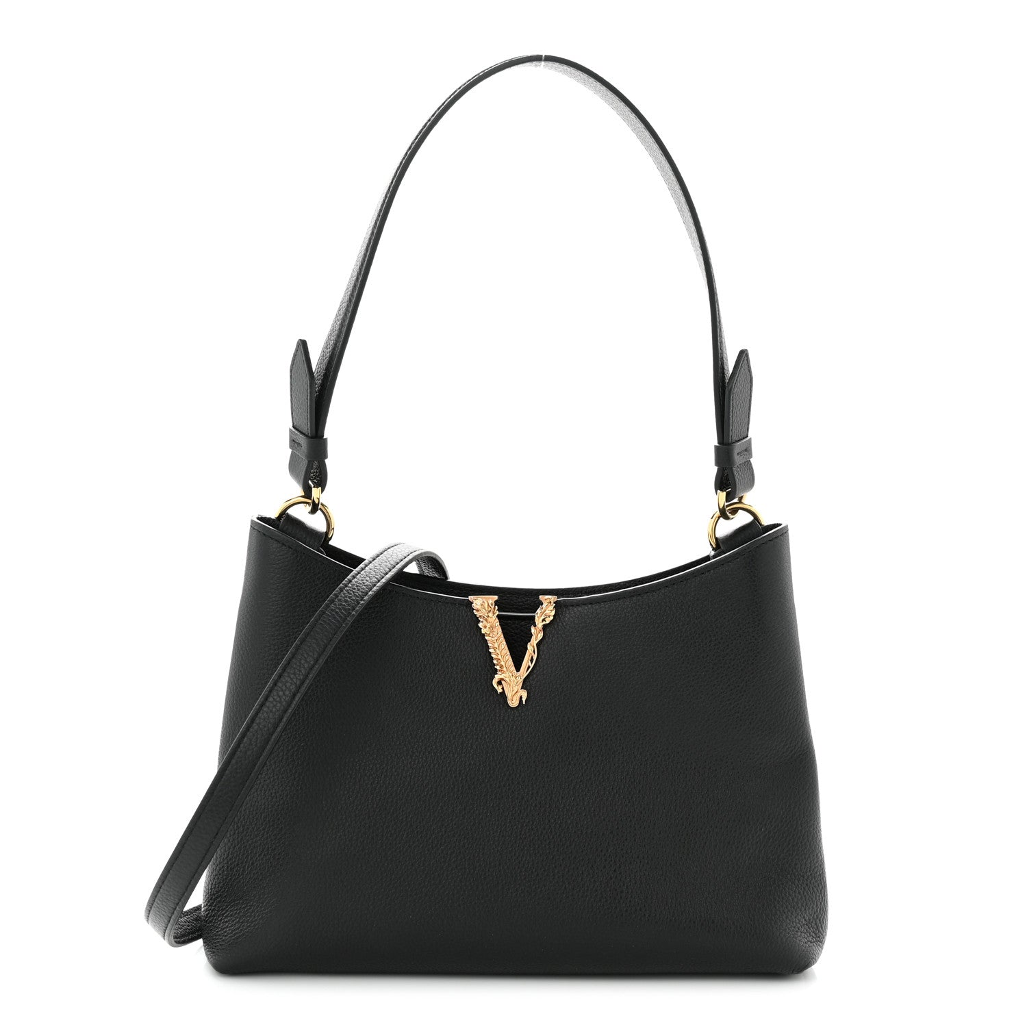 Versace Calfskin Small Virtus Hobo Black 1 of 9