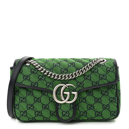 Gucci Monogram Multicolor Matelasse Diagonal Small GG Marmont Shoulder Bag Green Blue 1 of 10