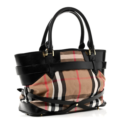 Burberry House Check Bridle Calfskin Medium Lynher Tote Black 3 of 10