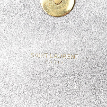 Saint Laurent Metallic Calfskin Matelasse Medium Monogram Satchel Silver 8 of 9