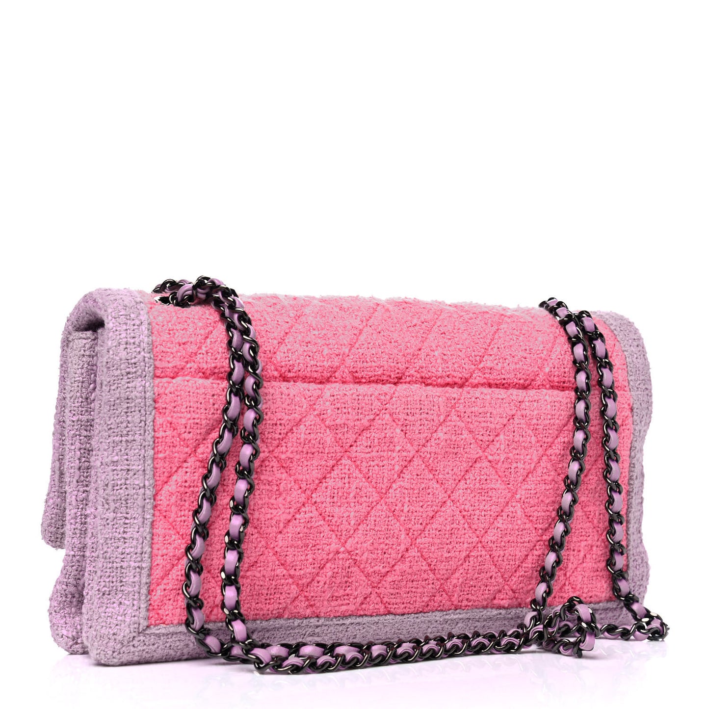 Tweed Quilted Flap Pink Purple