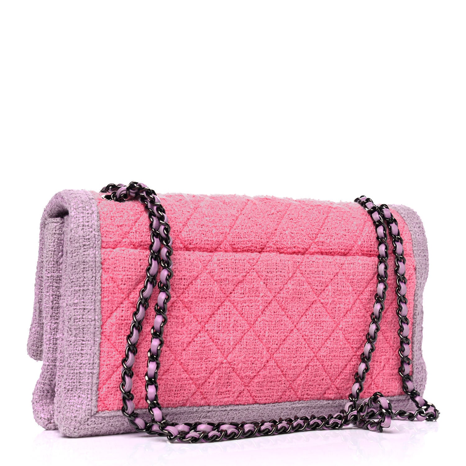Chanel Tweed Quilted Flap Pink Purple 2 of 4