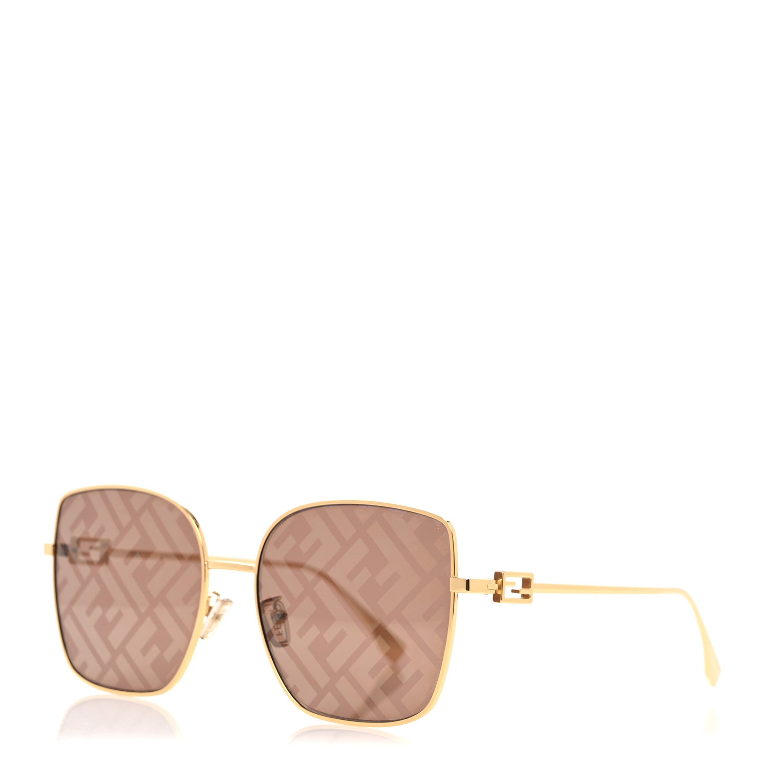 Fendi Metal Square Sunglasses FF40013U Gold Brown 1 of 8