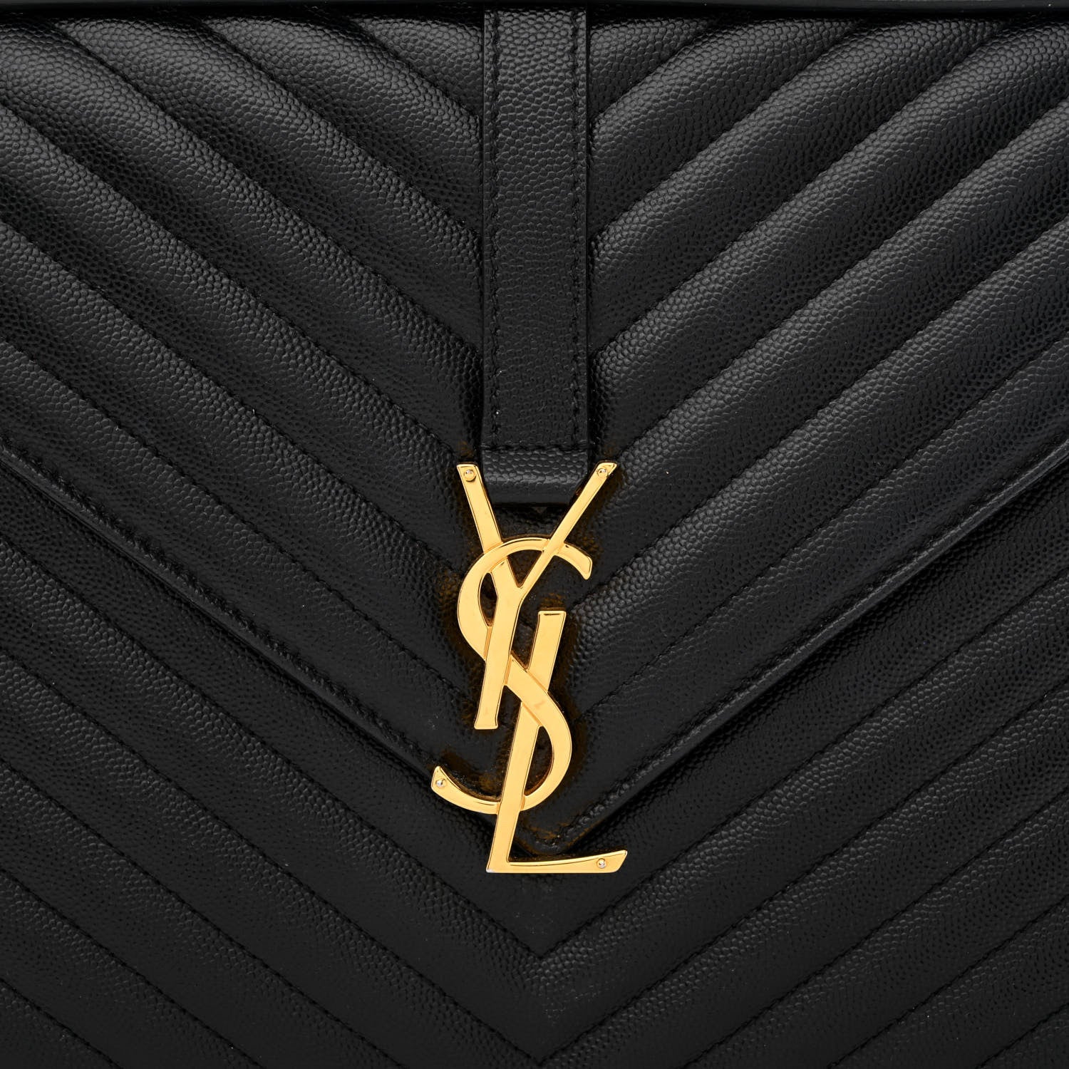 Saint Laurent Grain De Poudre Matelasse Chevron Large Monogram Satchel Black 8 of 10