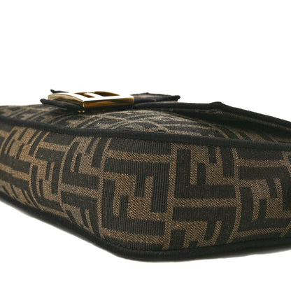 Fendi Fabric Jacquard FF 1974 Medium Baguette Tobacco Moro Black 9 of 10