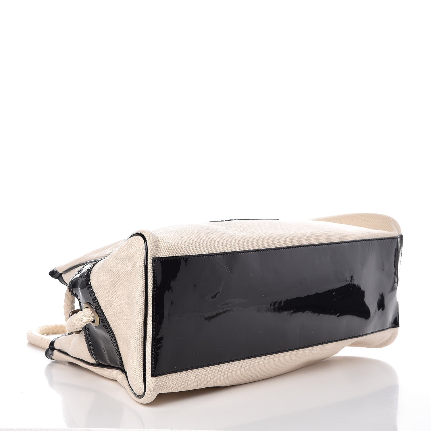 Fendi Canvas Patent Grommet De Jour Tote Natural 4 of 7