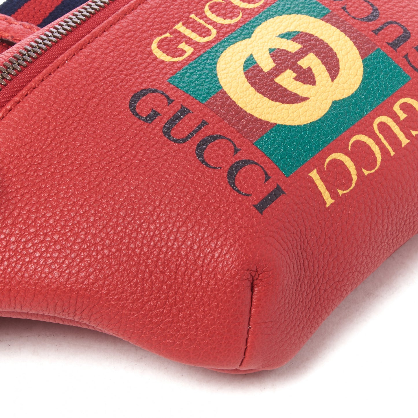 Grained Calfskin Small Logo Belt Bag Hibiscus Red