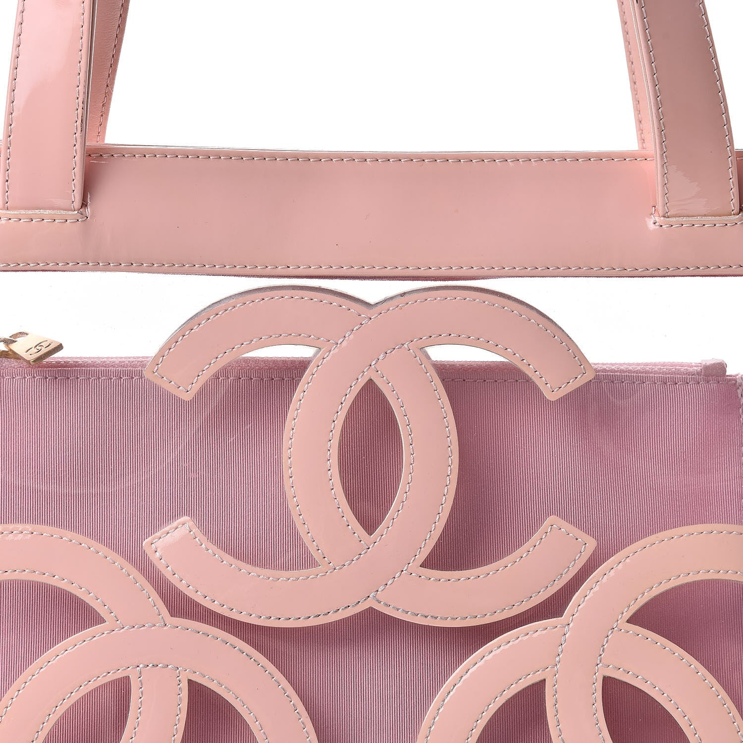 Chanel Vinyl Patent CC Logo Beach Tote Pink 9 of 13