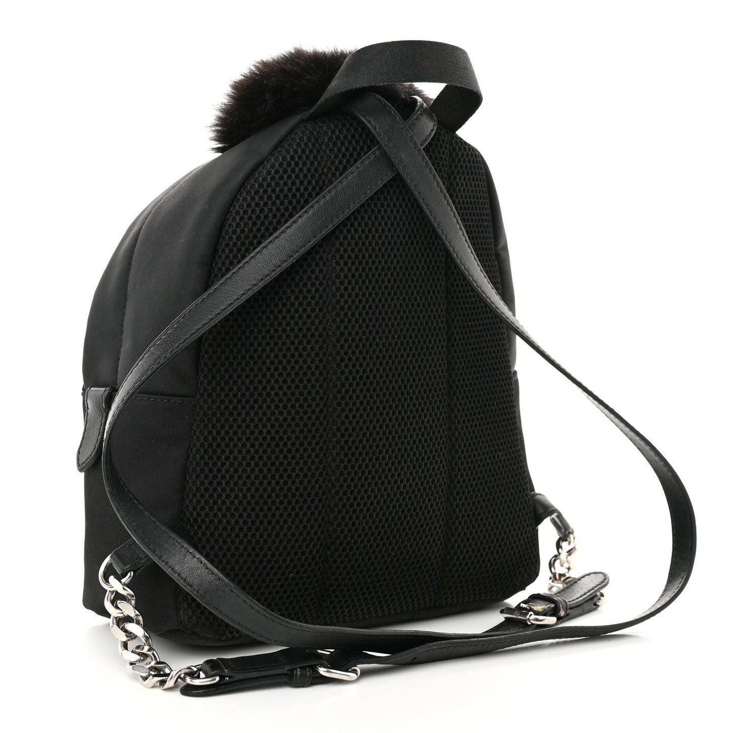 Nylon Vitello Dolce Goat Fox Fur Crocodile Monster Eyes Mini Backpack Black Sunflower