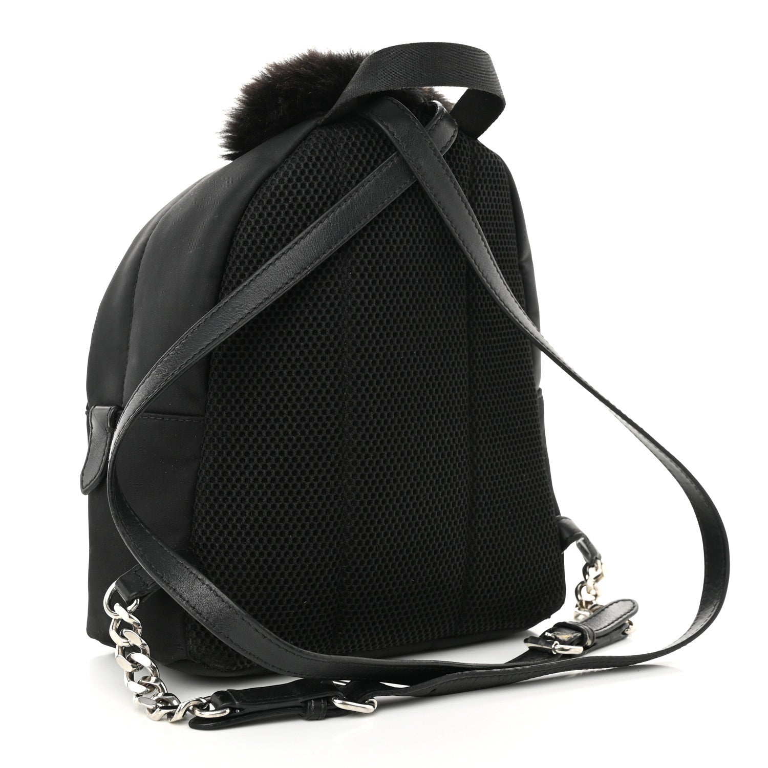 Fendi Nylon Vitello Dolce Goat Fox Fur Crocodile Monster Eyes Mini Backpack Black Sunflower 3 of 15