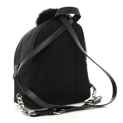 Fendi Nylon Vitello Dolce Goat Fox Fur Crocodile Monster Eyes Mini Backpack Black Sunflower 3 of 15