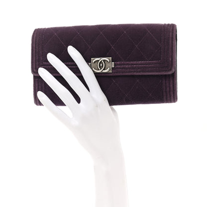 Chanel Velvet Quilted Large Boy Gusset Flap Wallet Purple 2 of 9