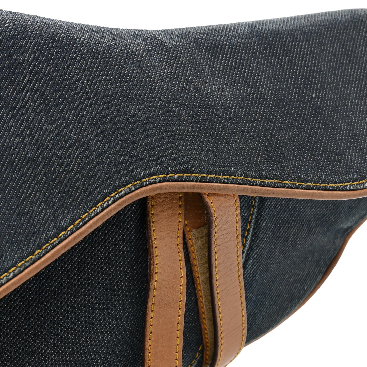 Denim Calfskin Saddle Bag Blue