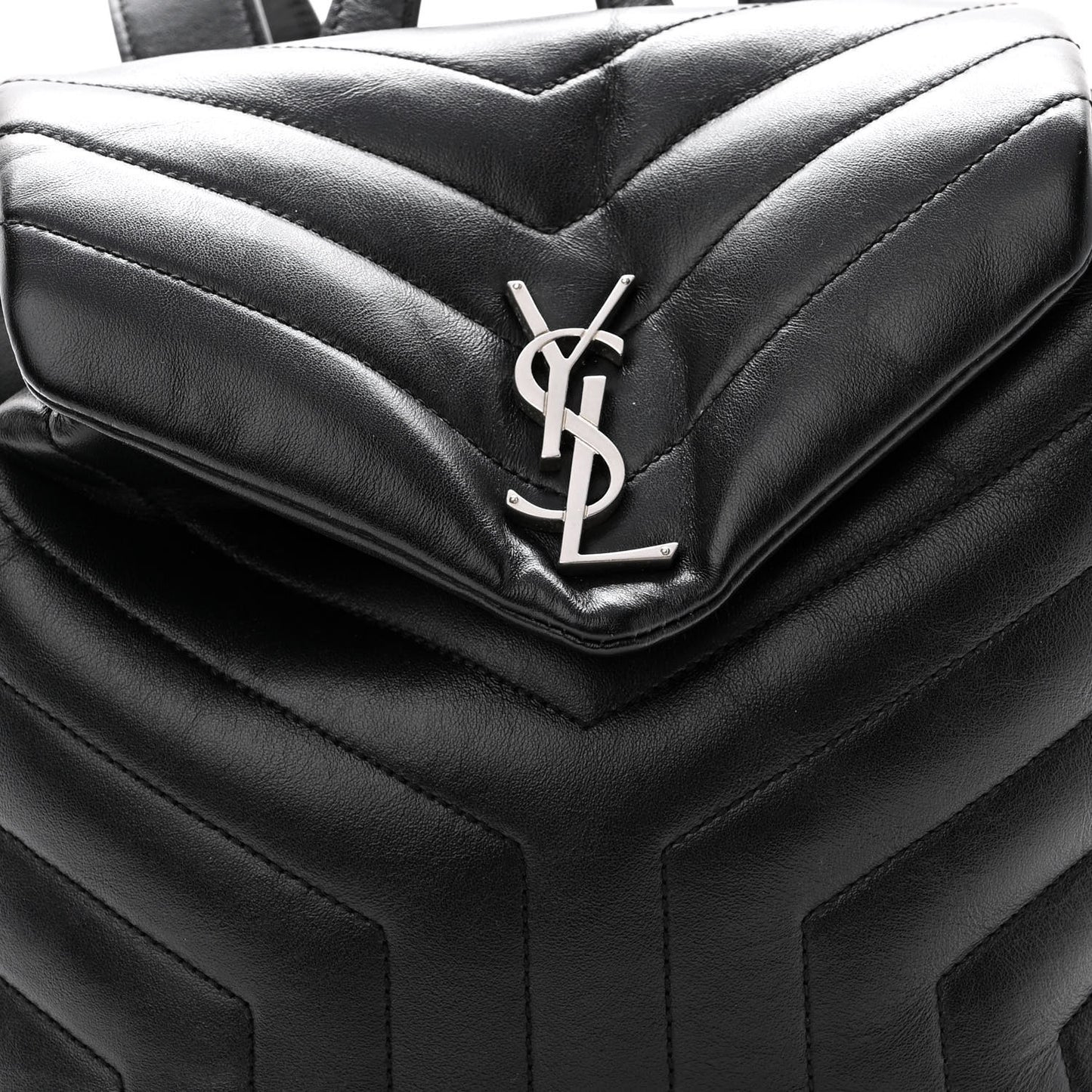 Calfskin Y Quilted Monogram Small Loulou Backpack Black