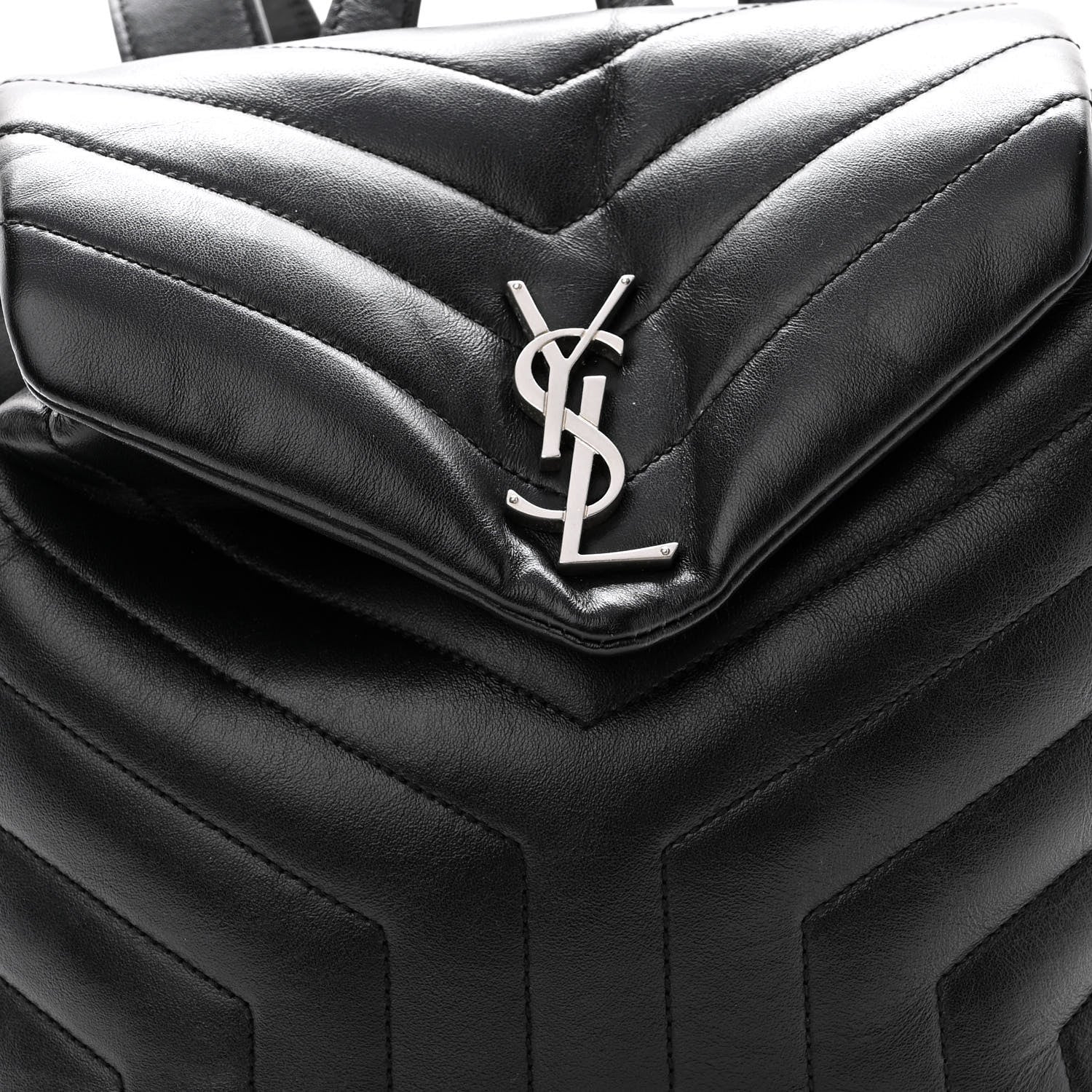 Saint Laurent Calfskin Y Quilted Monogram Small Loulou Backpack Black 8 of 10