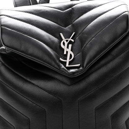Saint Laurent Calfskin Y Quilted Monogram Small Loulou Backpack Black 8 of 10