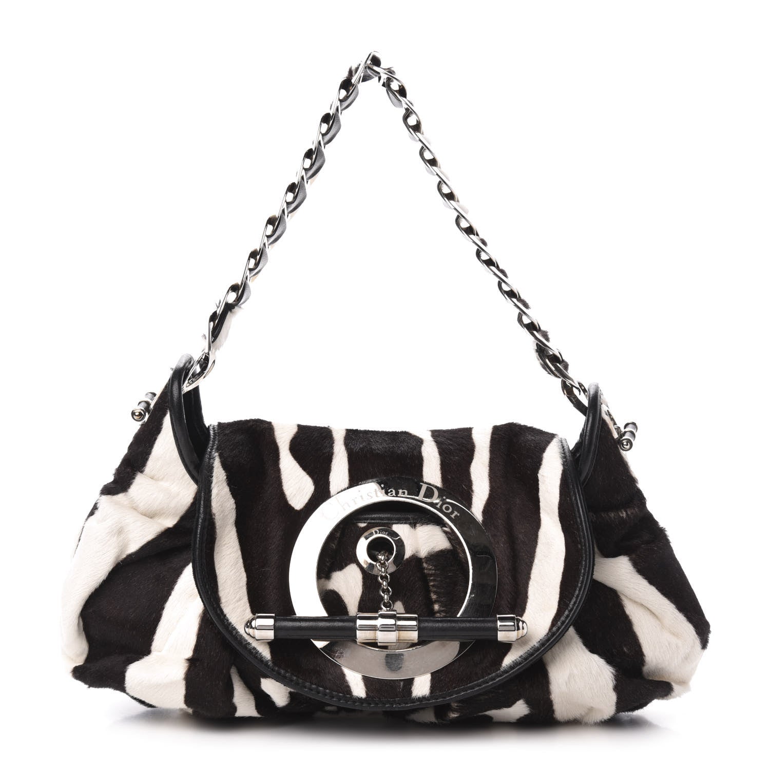 バッグ Christian Dior Christian Dior Pony Hair Zebra Print Jazzclub Shoulder Bag 689057