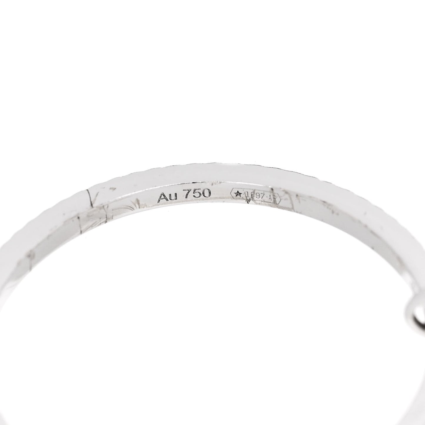 18K White Gold Diamond Running G Charm Ring 54 6.75
