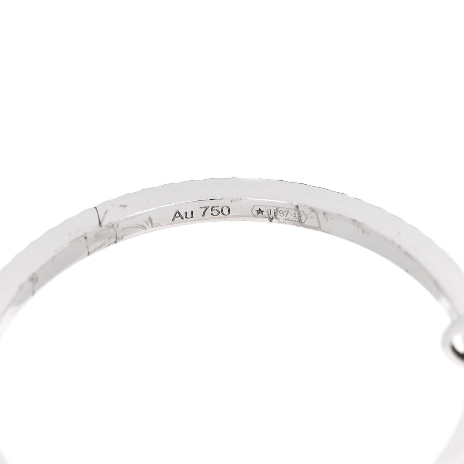 Gucci 18K White Gold Diamond Running G Charm Ring 54 6.75 6 of 7
