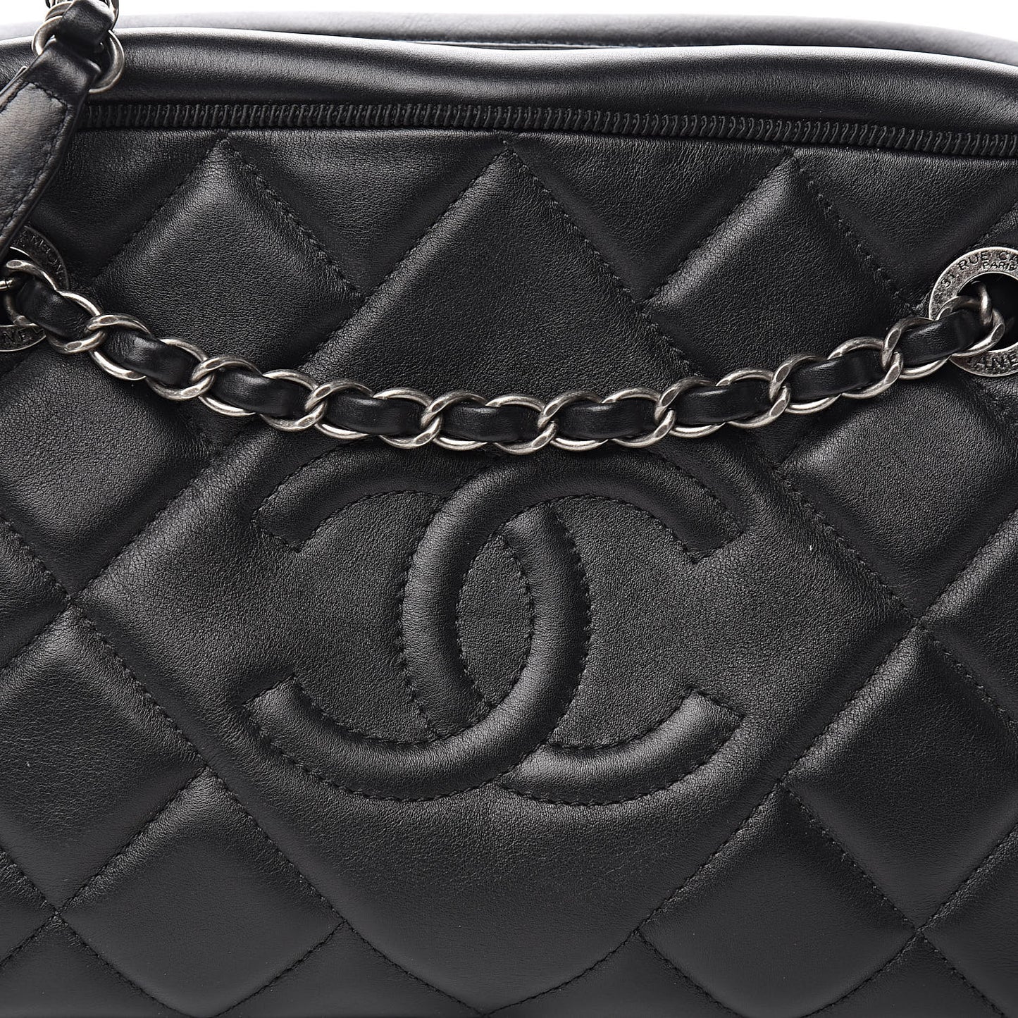 Calfskin Quilted Small Ballerine Camera Case Black
