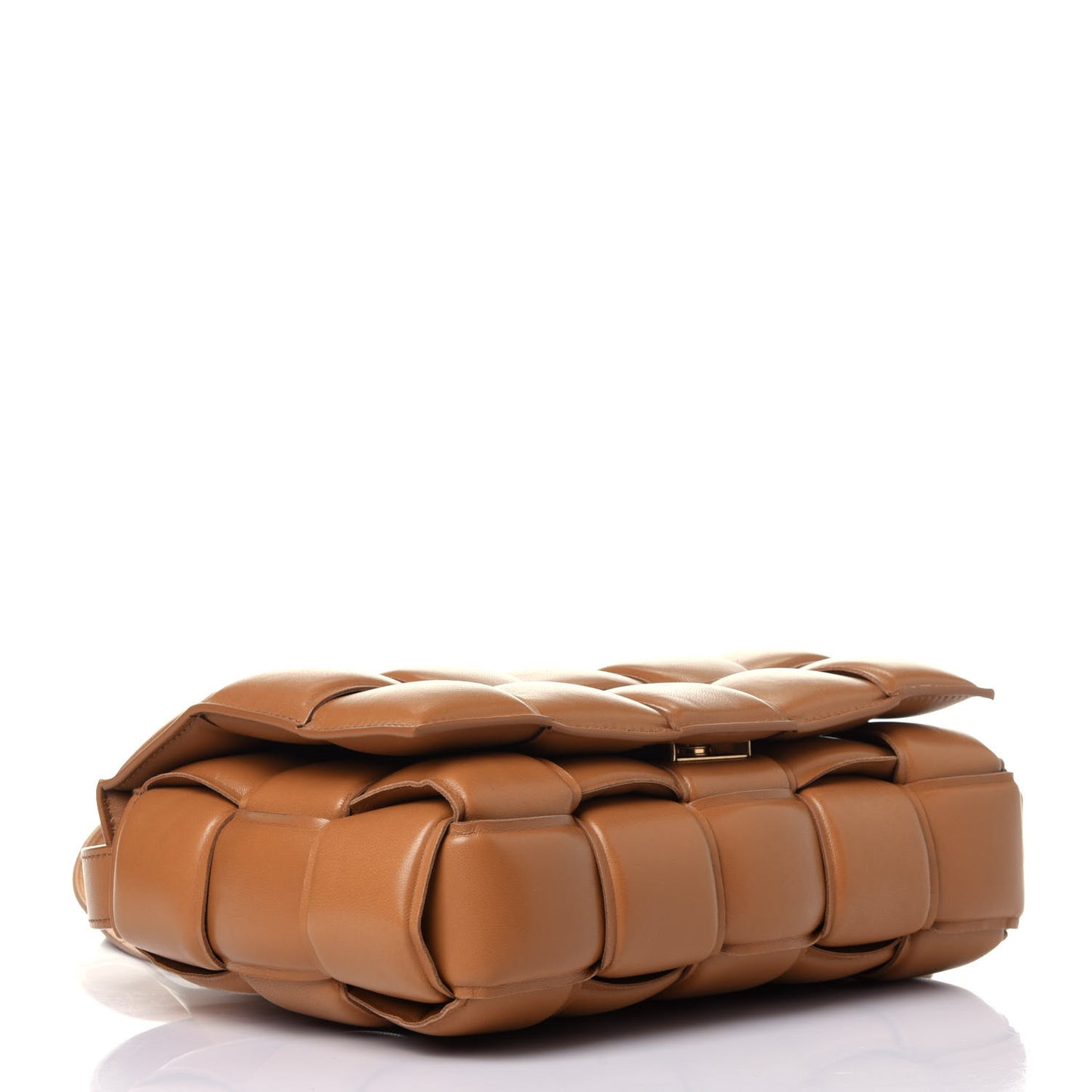 Nappa Maxi Intreccio Padded Cassette Crossbody Bag Caramel
